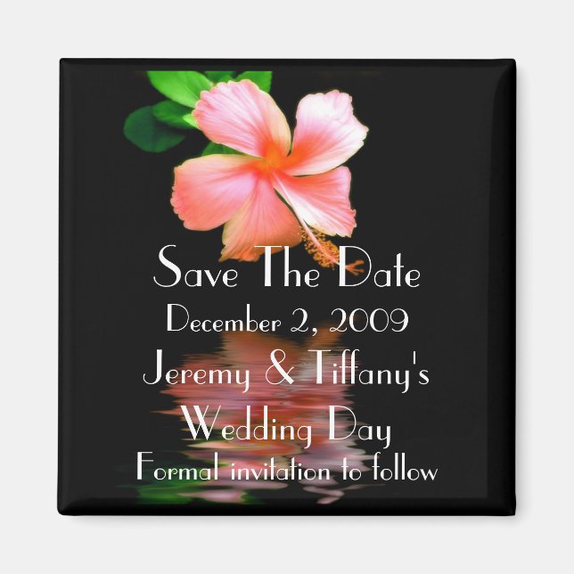 Elegant Tropical Flower Save the Date Magnet (Front)