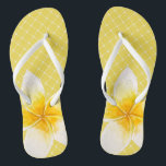 Elegant Tropical Flower & Trellis Pattern | Yellow Flip Flops<br><div class="desc">NewParkLane - Tropical flipflops, with a stylish, minimal white trellis / grid pattern, against a sunny yellow background and a Hawaiian tropical flower. A fun yet sophisticated design to add to your summer outfit! Check out this collection for matching items, and have fun and Mix and Match! Do you have...</div>