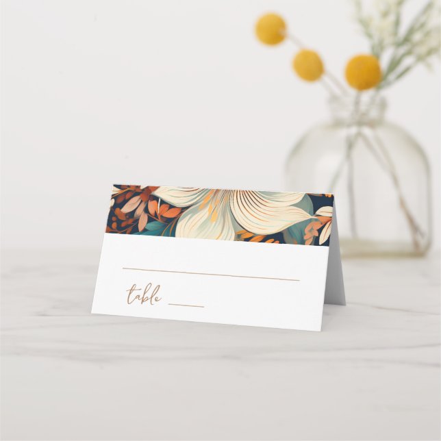 Elegant Tropical Flowers Mrs Mr Floral Wedding Place Card (Front)