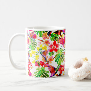 Elegant Tropical Flowers Orchid And Birds Coffee Mug
