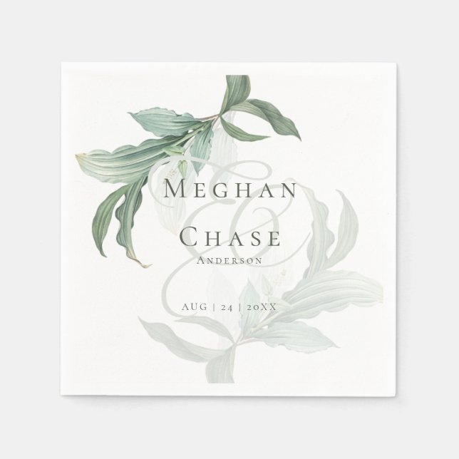 Elegant Tropical Foliage Napkin (Front)