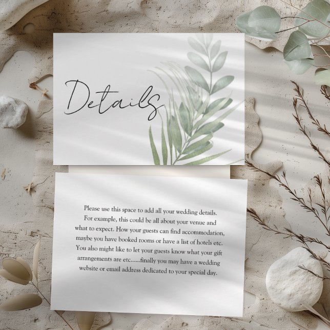 Elegant Tropical Foliage Wedding Details Enclosure Card (Creator Uploaded)