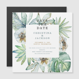 Elegant Tropical Foliage Wedding Save the Date Magnetic Invitation