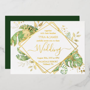 Elegant Tropical Geometric Gold Foil Wedding
