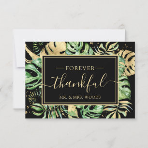 Elegant Tropical Gold & Black Wedding Shower Thank Thank You Card