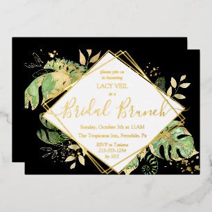 Elegant Tropical Gold Bridal Brunch Black & Gold