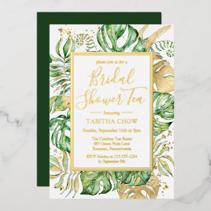 Elegant Tropical Gold Bridal Shower Tea Party Gold