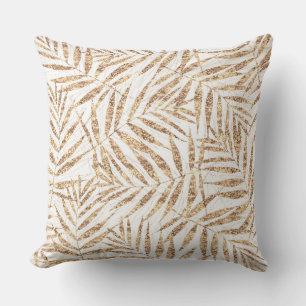 Elegant Tropical Gold Palm Leaves Cushion