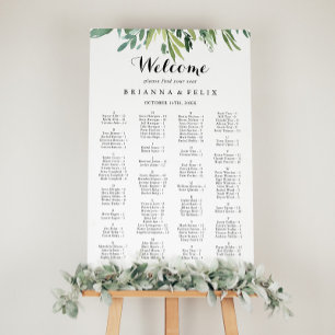 Elegant Tropical Green Alphabetical Seating Chart