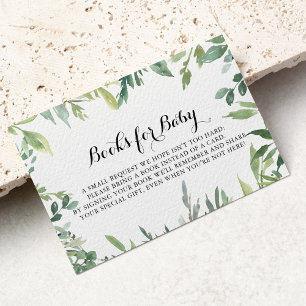 Elegant Tropical Green Baby Shower Book Request Enclosure Card