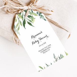 Elegant Tropical Green Foliage Baby Shower Gift Tags