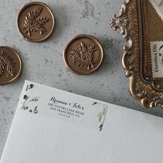 Elegant Tropical Green Foliage Return Address (Creator Uploaded)