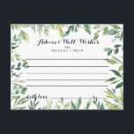 Elegant Tropical Green Foliage Wedding Advice Card<br><div class="desc">This elegant tropical green foliage wedding advice card is perfect for a modern wedding. This hand-drawn design features watercolor beautiful green leaves. These cards are perfect for a wedding, bridal shower, baby shower, graduation party & more. Personalise the cards with the names of the bride and groom, parents-to-be or graduate....</div>