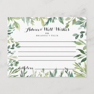Elegant Tropical Green Foliage Wedding Advice Card