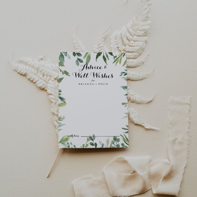 Elegant Tropical Green Foliage Wedding Well Wishes Advice Card (Creator Uploaded)