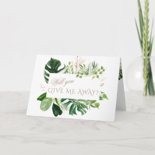 Elegant Tropical Green Gold Foliage Wedding Invitation