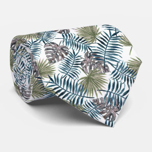 Elegant Tropical Green Palm Tree Leaves Summer Art Tie