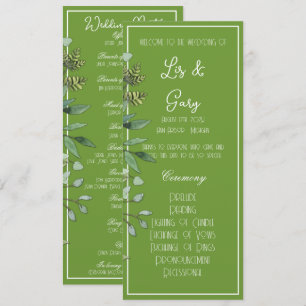 Elegant Tropical Green Program Wedding Programme