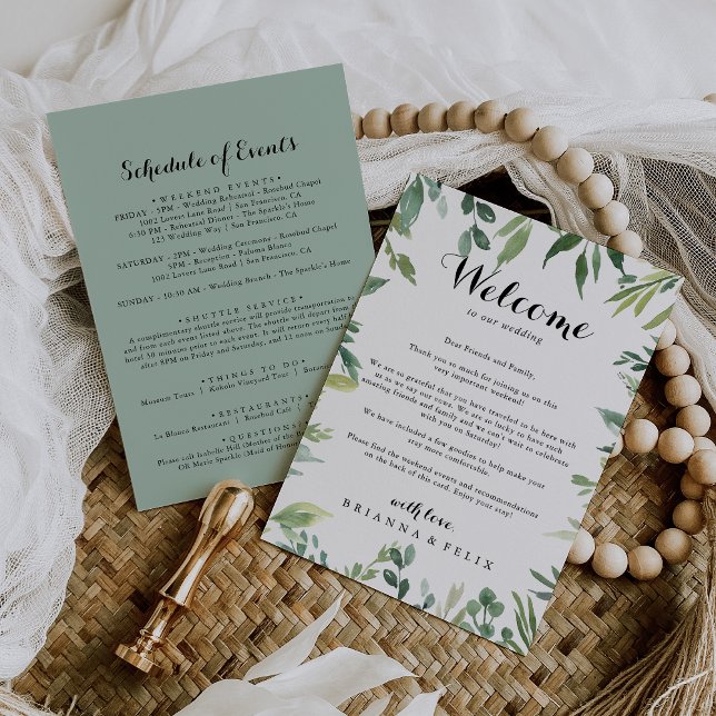 Elegant Tropical Green Wedding Welcome Letter (Creator Uploaded)