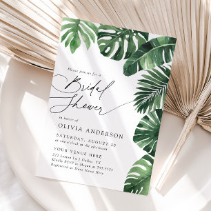 Elegant Tropical Greenery Bridal Shower Invitation