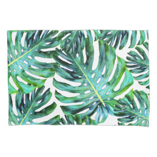 Elegant Tropical Hawaii Monstera Leaf Photograph Pillowcase