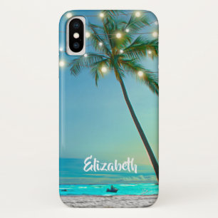 Elegant Tropical Hawaiian Beach Palms Lights iPhone X Case