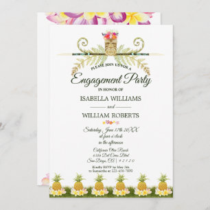 Elegant Tropical Hawaiian Summer Engagement Party Invitation