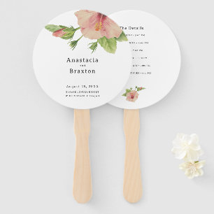 Elegant Tropical Hibiscus Wedding Hand Fan