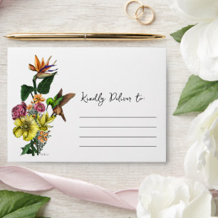 Elegant Tropical Hummingbird Floral Botanical Art Envelope