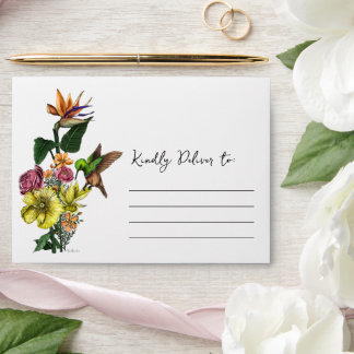 Elegant Tropical Hummingbird Floral Botanical Art Envelope