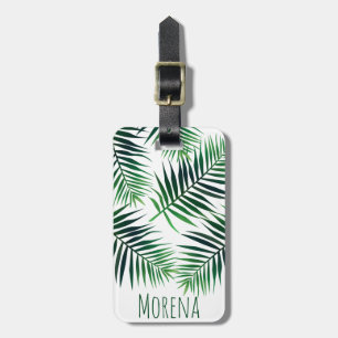 Elegant Tropical Island Palm Fronds & Name Luggage Tag