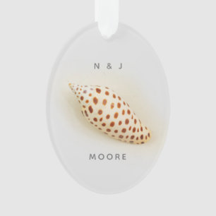 Elegant Tropical Junonia Beach Shell Initials Name Ornament