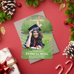 Elegant Tropical Leave Graduation Photo  Acrylic Invitations