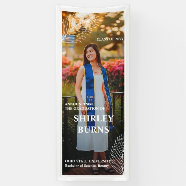 Elegant Tropical Leave Graduation Photo  Banner (Vertical)