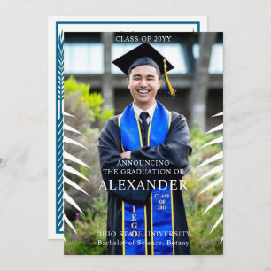 Elegant Tropical Leave Graduation Photo Invitation
