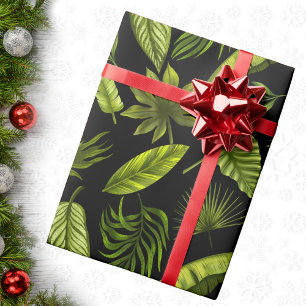 Elegant Tropical Leaves Christmas Wrapping Paper