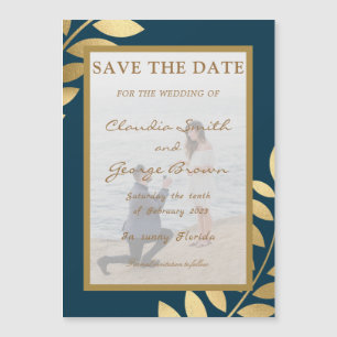 Elegant Tropical Leaves Photo Save The Date Magnet