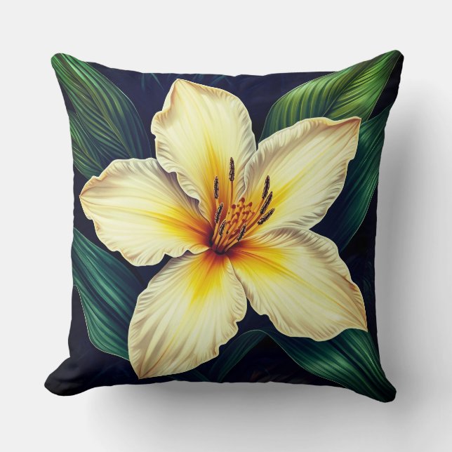 Elegant Tropical Lily Flower - Throw Pillow (Front)