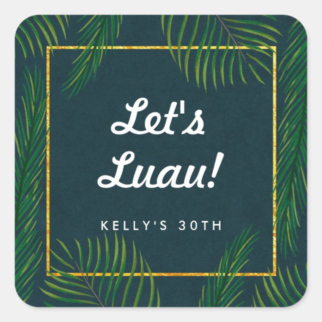 Elegant Tropical Luau Party Stickers (Front)