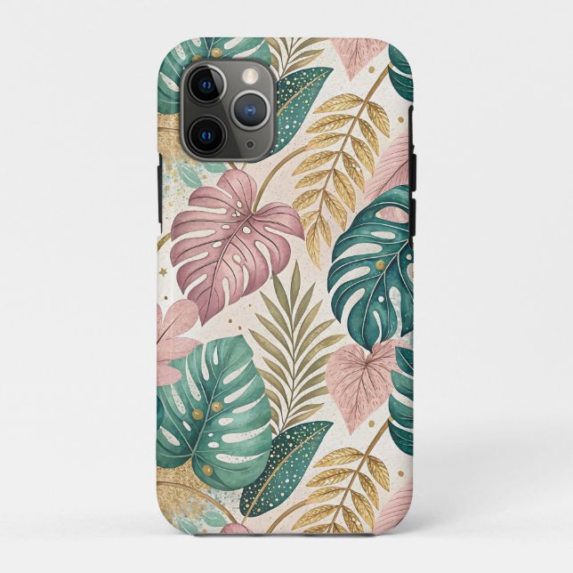Elegant Tropical Monsteras Boho Case-Mate iPhone Case (Back)