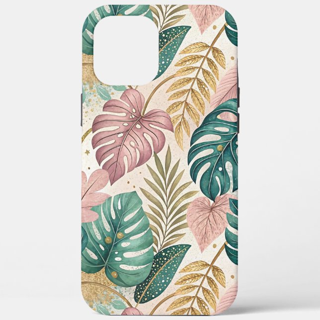 Elegant Tropical Monsteras Boho Case-Mate iPhone Case (Back)