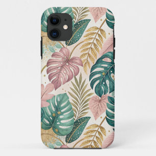 Elegant Tropical Monsteras Boho iPhone 11 Case