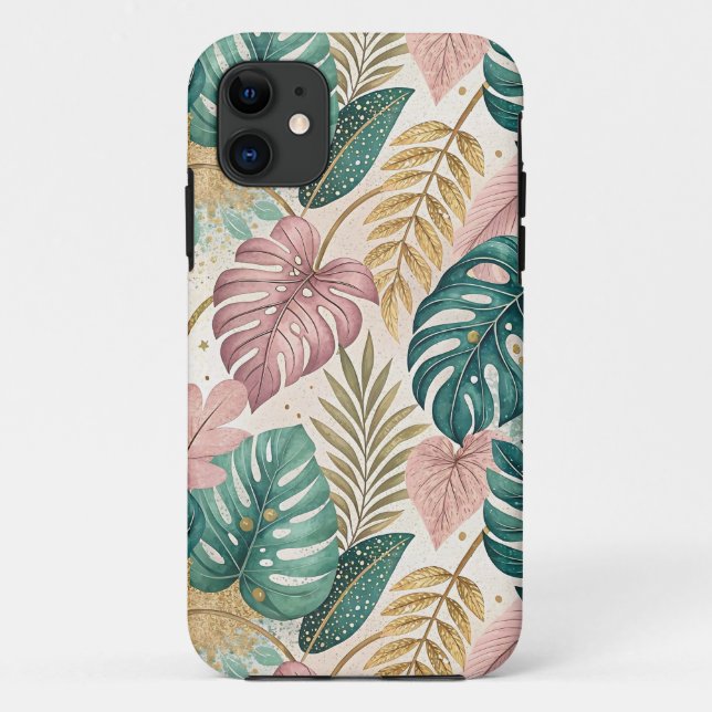 Elegant Tropical Monsteras Boho Case-Mate iPhone Case (Back)