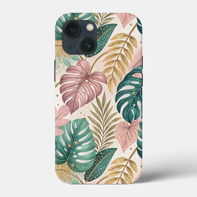 Elegant Tropical Monsteras Boho Case-Mate iPhone Case (Back)