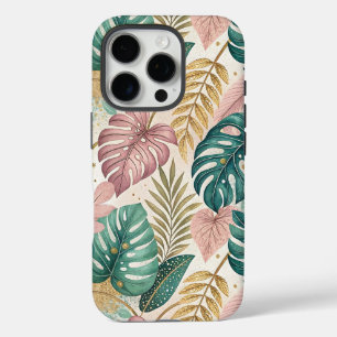 Elegant Tropical Monsteras Gold iPhone 16 Pro Case