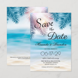 Elegant Tropical Ocean Summer Beach Wedding Save The Date