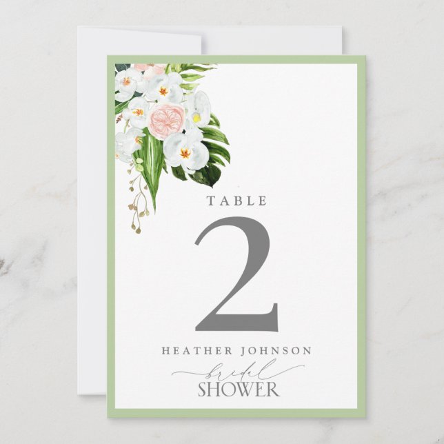 Elegant Tropical Orchid Watercolor Bridal Shower (Front)