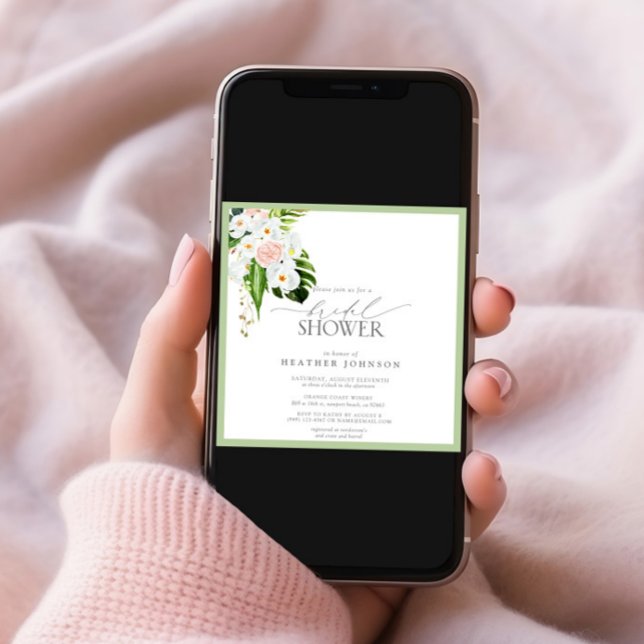 Elegant Tropical Orchid Watercolor Bridal Shower Invitation (Creator Uploaded)