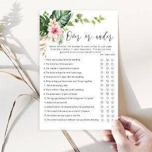 Elegant  tropical over or under bridal shower game