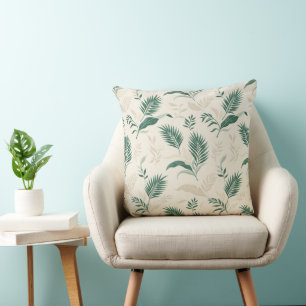 Elegant Tropical Palm Leaves Botanical Pattern Cushion